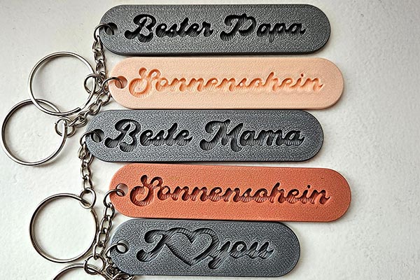 Personalisierte 3D-gedruckte Schlüsselanhänger