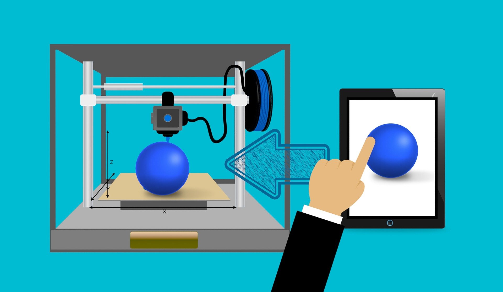 Illustration eines 3D-Druckers